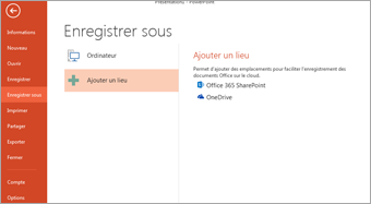 Ajouter OneDrive comme emplacement