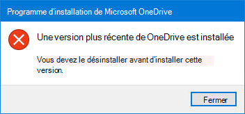 OneDrive’erreur de message d’erreur
