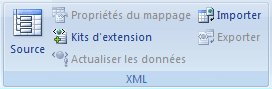 Groupe XML dans le ruban