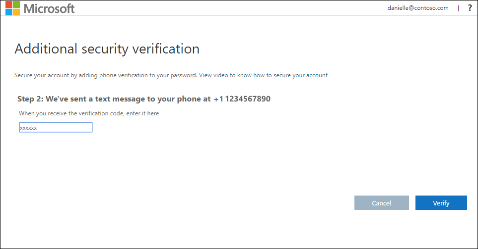 Page vérification de sécurité supplémentaire, avec téléphone d’authentification et SMS