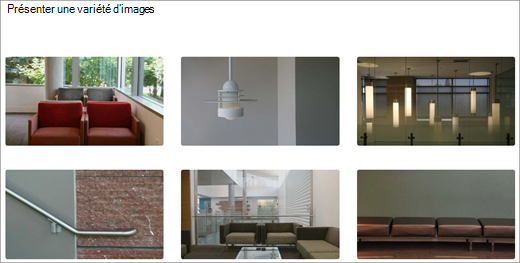 Composant WebPart Galerie d’images pour un site de communication SharePoint avec la conception Showcase