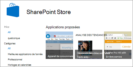 Affichage de la SharePoint d’application du Store