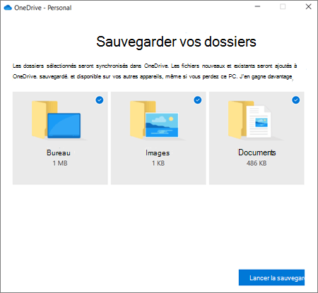 Capture d’écran de la boîte de dialogue Configurer la protection des dossiers importants dans OneDrive