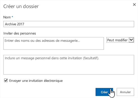 Boîte de dialogue de partage en mode classique SharePoint Online