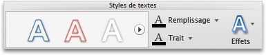 Onglet Format, groupe Styles de textes