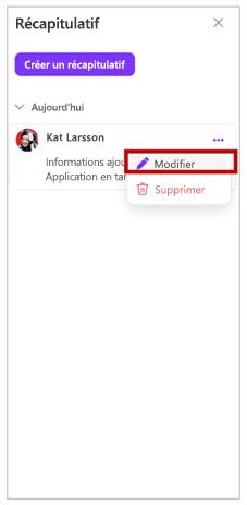 Capture d’écran du bouton Modifier le récapitulatif dans Microsoft 365 Loop.