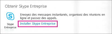 Capture d’écran du bouton Installer pour Skype Entreprise dans le Portail Office 365