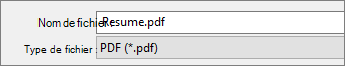 Dans la zone Type de fichier, choisissez le format PDF.