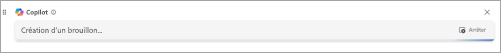 Capture d’écran montrant Copilot générant du contenu, mettez en surbrillance l’icône d’arrêt ou X