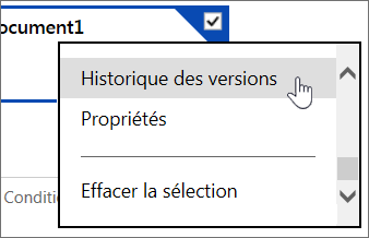 Option de menu Historique des versions dans OneDrive
