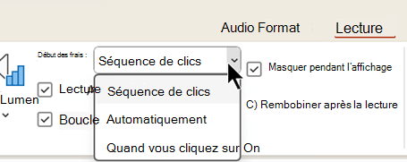 Sous l’onglet Lecture des fichiers audio, il existe trois options pour commencer à lire l’audio.