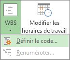 Image de l’option Définir le code du bouton WBS.