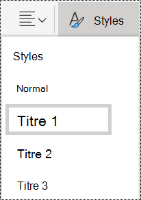 Options de styles de titre dans OneNote sur le Web