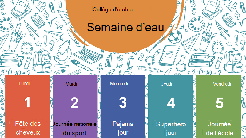 Capture d’écran d’un calendrier de semaine d’esprit scolaire