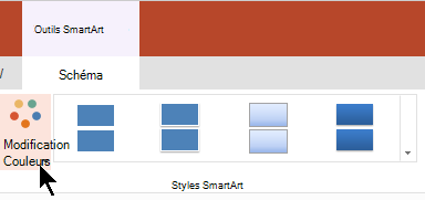 Sous Outils SmartArt, sélectionnez Modifier les couleurs pour ouvrir la galerie de couleurs