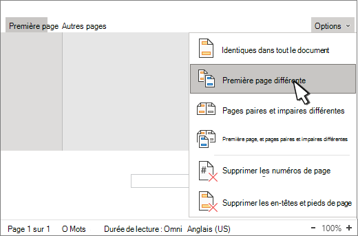 Modification Ou Suppression D Un En Tete Ou D Un Pied De Page Sur Une Seule Page Support Office