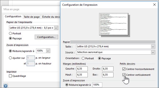 Cliquez sur centre horizontalement et verticalement sous Petits dessins