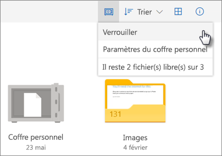 Capture d’écran du verrouillage de Personal Vault dans OneDrive