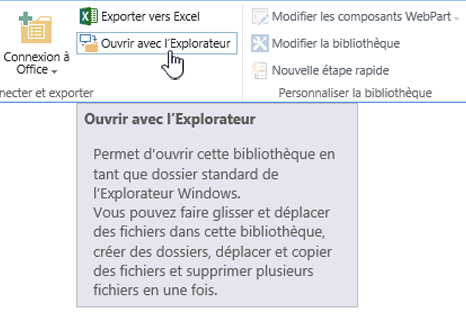 SharePoint 2016 ouvert avec l’Explorateur dans IE11