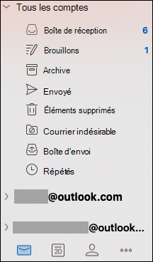 Boîte de réception unifiée dans Outlook pour Mac.