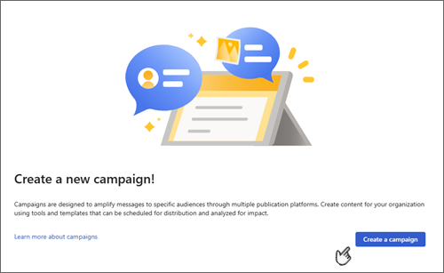 Capture d’écran de l’écran de la nouvelle campagne avec le bouton Créer une campagne sélectionné.