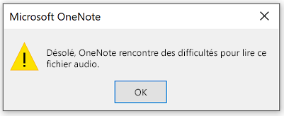 Désolé... OneNote rencontre des difficultés pour lire ce fichier audio.