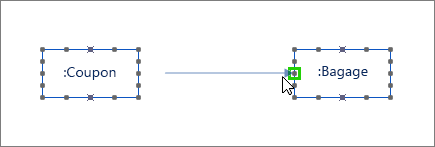 Forme de message avec une extrémité mise en surbrillance en vert et connectée à la forme de ligne de vie