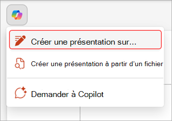 Capture d’écran du bouton Copilot au-dessus de la diapositive PowerPoint.