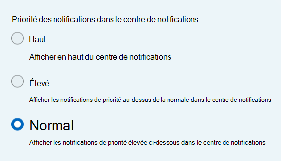 Paramètres de priorité de notification dans Windows 11