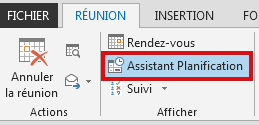 L’option Assistant Planification se trouve dans l’onglet Réunion.