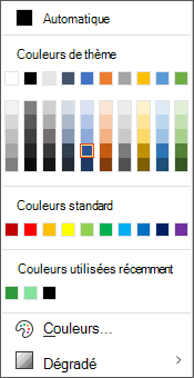 Boîte de dialogue couleurs dans Office 365