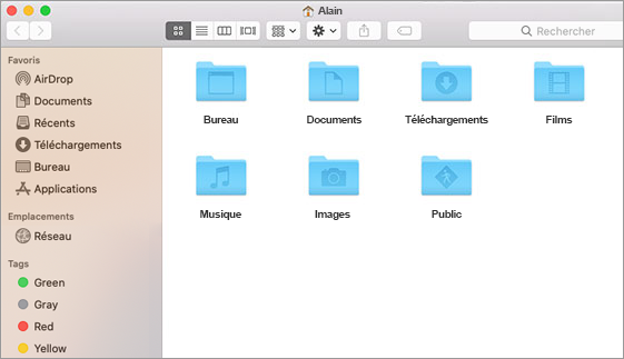 Exemple de fenêtre Départ sur un Mac