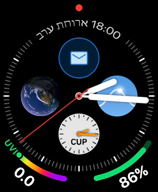 פני Apple Watch שמציג מידע של Outlook