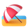 Emoji של חוף Teams עם מטריה