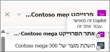 צילום מסך של תג סוכן Copilot שאושר