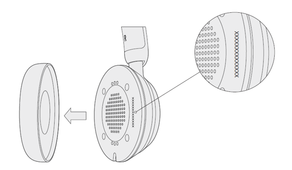 אוזניות USB מודרניות של Microsoft עם כרית האוזן הוסרה