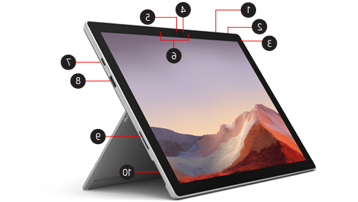 Surface Pro 7 המזהה יציאות שונות.