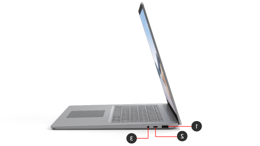 Surface Laptop 4 עם היציאות המוצגות