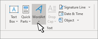 הוספת WordArt באמצעות לחצן WordArt