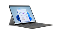 מציג את Surface Pro X, פתוח ומוכן לשימוש.