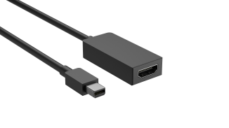 מציג כבל לשימוש בין יציאת miniDisplay (ריבוע גדול יותר) ליציאת HDMI (מלבני יותר).