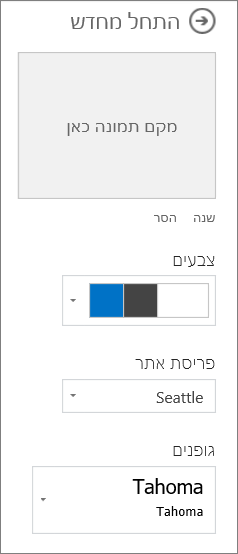 התאמה אישית של ערכת הנושא שנבחרה