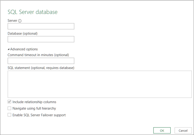 תיבת הדו SQL Server-שיח 'מסד נתונים'