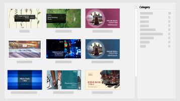 המסך 'חדש' של PowerPoint מציג תבניות של חבילת שקופיות