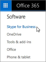 רשימת תוכנות Office 365 עם Skype for Business