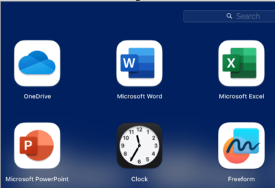 צילום מסך של האפליקציות ב- Mac.
