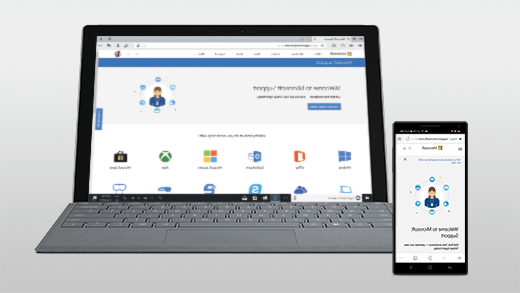 דף האינטרנט פתוח ב- Android וב- Surface Pro