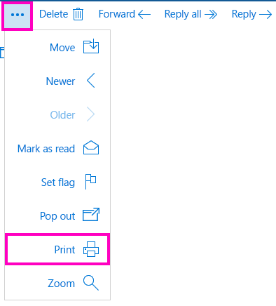 הדפסה של הודעת דואר אלקטרוני ב'דואר' עבור Windows 10