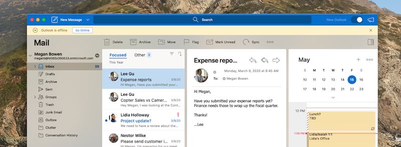 עיצת דואר Outlook במצב לא מקוון