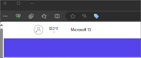 הצגת Microsoft 365 עם סמל חשבון כללי בפינה השמאלית העליונה.